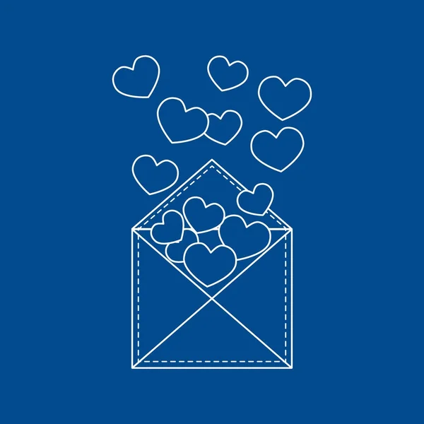 Lindo vector ilustración de sobre postal con corazones . — Archivo Imágenes Vectoriales
