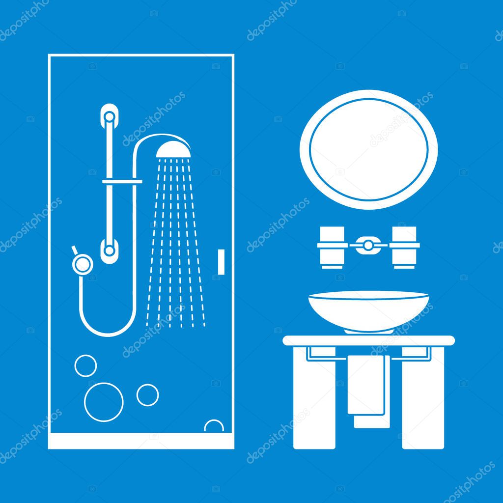 Cute vector illustration of bathroom interior design: shower cab