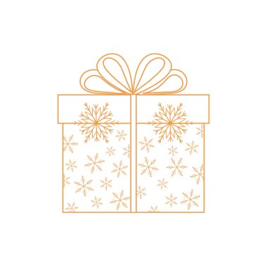 Hediye kutusu vektör çizim üzerinde beyaz ba kar taneleri dekore edilmiştir.