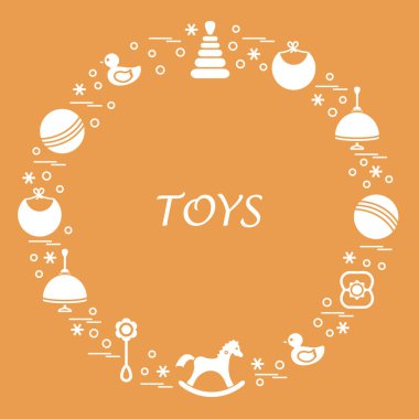 Vektör çizim çocuklar bir daire içinde düzenlenmiş elemanları: whirligi