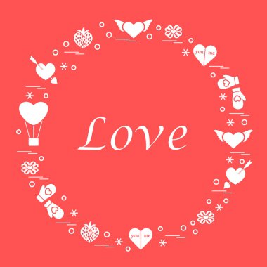 Sevimli vektör çizim ile farklı romantik sembolleri düzenlemek