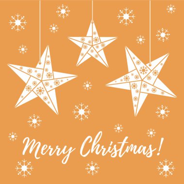 Vektör çizim kar taneleri ve üç yıldız origami ile kat