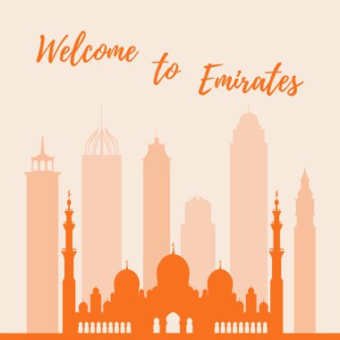 Birleşik Arap Emirlikleri gökdelenler silhouet vektör çizim