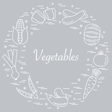 Sevimli vektör çizim farklı sonbahar mevsim sebzeleri