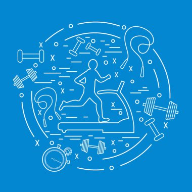 Bir koşu bandı üzerinde koşu adamın illüstrasyon vektör ve farklı