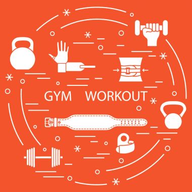 Herkesdaire oluşturacak şekilde düzenlenmiş powerlifting jimnastik salonu iş öğeleri.