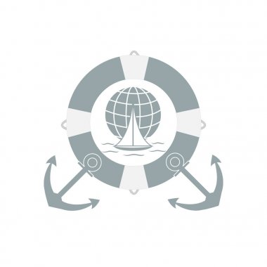 Dalgalar üzerinde bir gl yelken renkli bir yat stilize simgesi