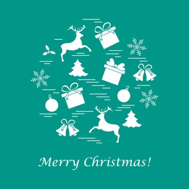 Farklı yeni yıl ve Noel simgeler vektör çizim.