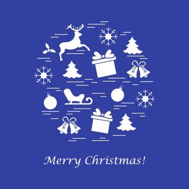 Farklı yeni yıl ve Noel simgeler vektör çizim.