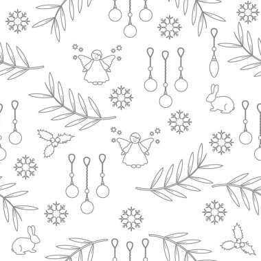 Kış Dikişsiz desen çeşitli yeni yıl ve Noel symb ile