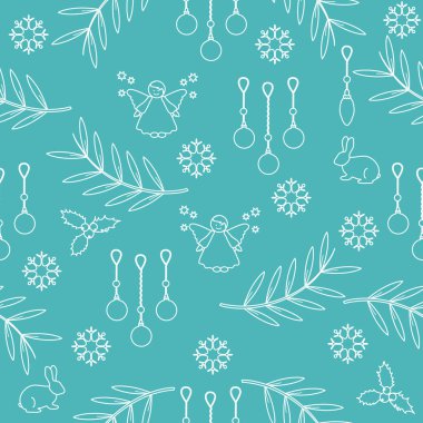 Kış Dikişsiz desen çeşitli yeni yıl ve Noel symb ile