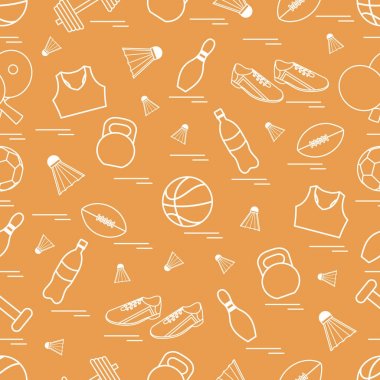 Spor konulu seamless modeli. Vektör çizim spor