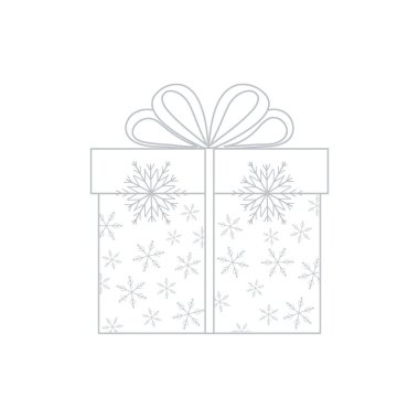 Hediye kutusu vektör çizim üzerinde beyaz ba kar taneleri dekore edilmiştir.
