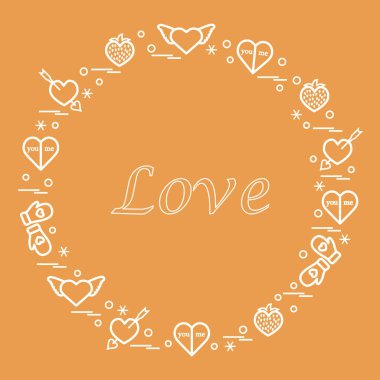 Sevimli vektör çizim ile farklı romantik sembolleri düzenlemek