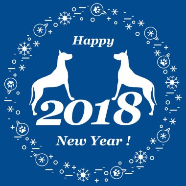 Sevimli vektör çizim iki köpek ve yazıt mutlu yeni y