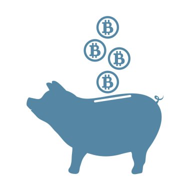 Bir kumbara bitcoins ile stilize simgesi.