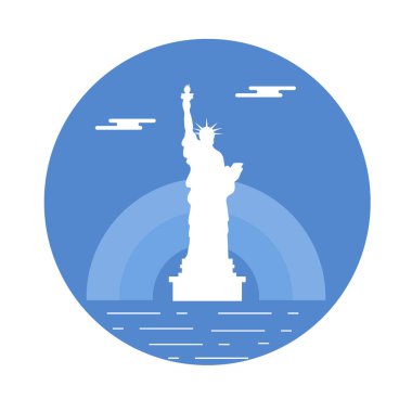 Liberty, güneşin ve bulutların heykeli. New York landmark. 