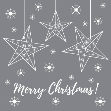 Vektör çizim kar taneleri ve üç yıldız origami ile kat