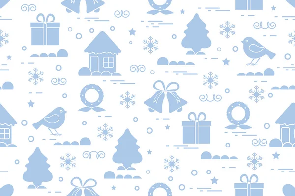 Patrón sin costuras de invierno con variedad Elementos navideños: christm — Vector de stock