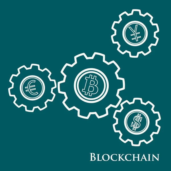 Blockchain. Illustration des digitalen Web-Geldtransfers. Schlagfertigkeit — Stockvektor