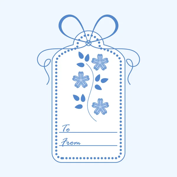 Gift tag with leaves and flowers and ribbon. Sale and shopping c — Stock Vector