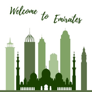 Birleşik Arap Emirlikleri gökdelenler silhouet vektör çizim