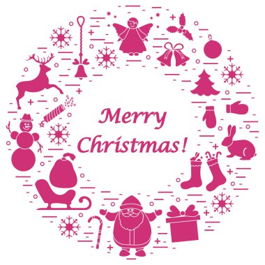 Farklı yeni yıl ve Noel simgeler vektör çizim 