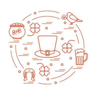 Cute vector illustration with different symbols for St. Patrick'