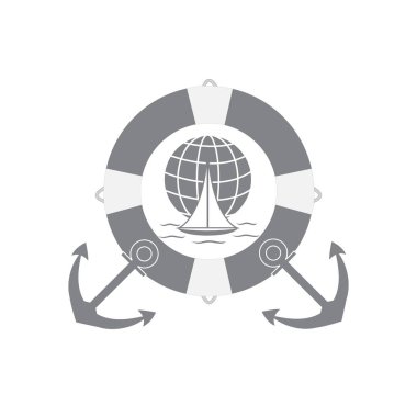 Dalgalar üzerinde bir gl yelken renkli bir yat stilize simgesi