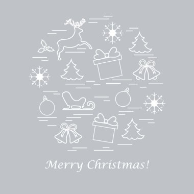 Farklı yeni yıl ve Noel simgeler vektör çizim 