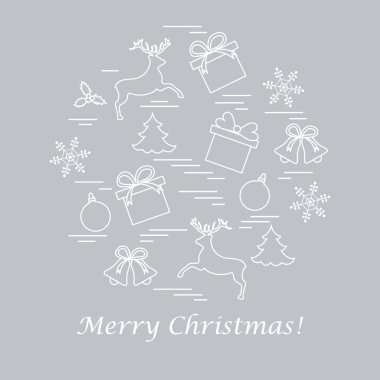 Farklı yeni yıl ve Noel simgeler vektör çizim 