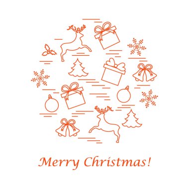 Farklı yeni yıl ve Noel simgeler vektör çizim 