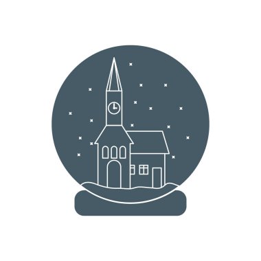 Belediye ile saat ve evin içinde vektör çizim