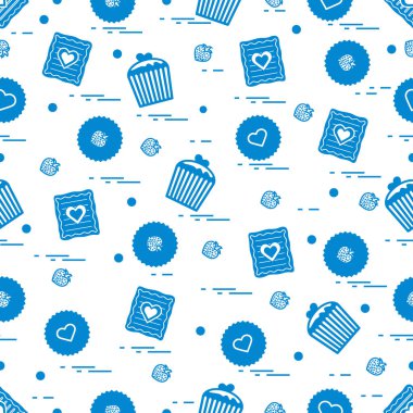 Şirin seamless modeli farklı romantik tatlılar. Aşk conce