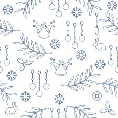 Kış Dikişsiz desen çeşitli yeni yıl ve Noel symb ile