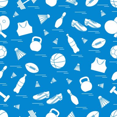 Spor konulu seamless modeli. Vektör çizim spor