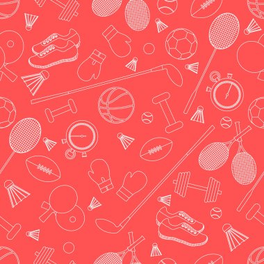 Spor konulu seamless modeli. Vektör çizim spor