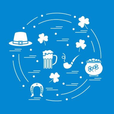 Cute vector illustration with different symbols for St. Patrick'