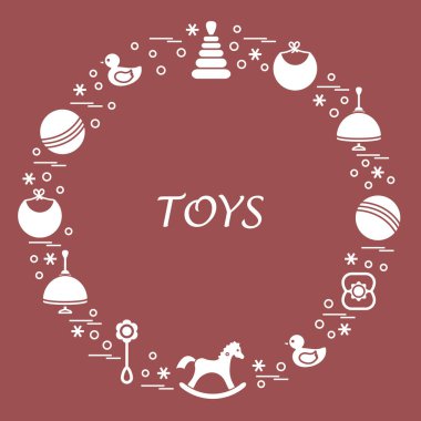 Vektör çizim çocuklar bir daire içinde düzenlenmiş elemanları: whirligi