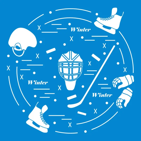 Vektor-Illustration verschiedener Themen für Hockey. einschließlich ic — Stockvektor