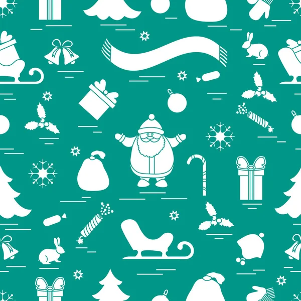 Patrón sin costuras de invierno con variedad de elementos navideños: árbol , — Vector de stock