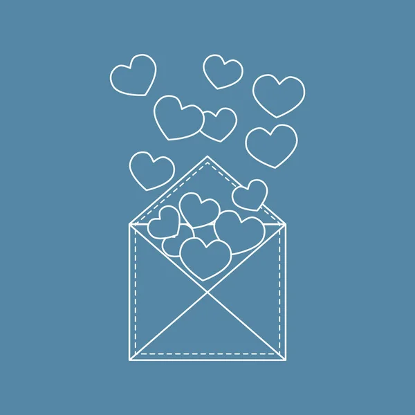 可爱矢量插画的邮政信封用的心. — 图库矢量图片