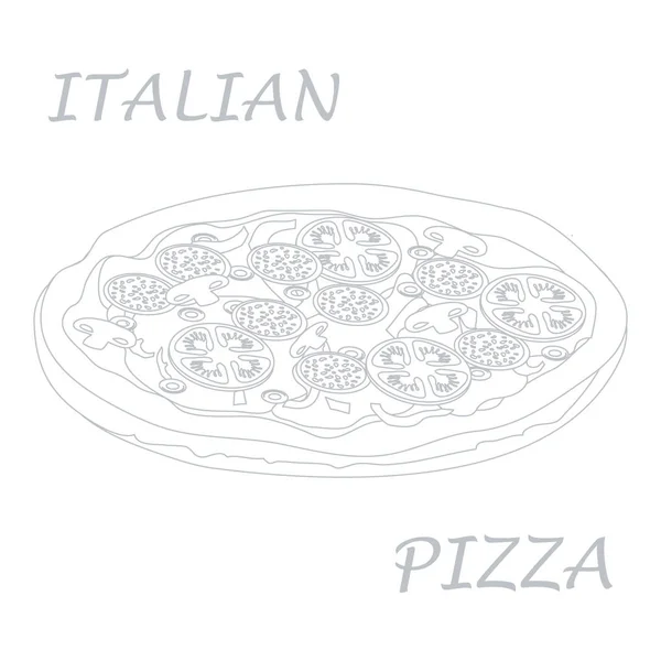 Lezzetli, lezzetli Pizza yazıtlı güzel illüstrasyon. — Stok Vektör