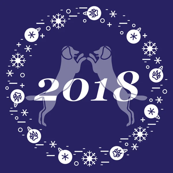 Sevimli vektör çizim iki köpek ve yazıt mutlu yeni y