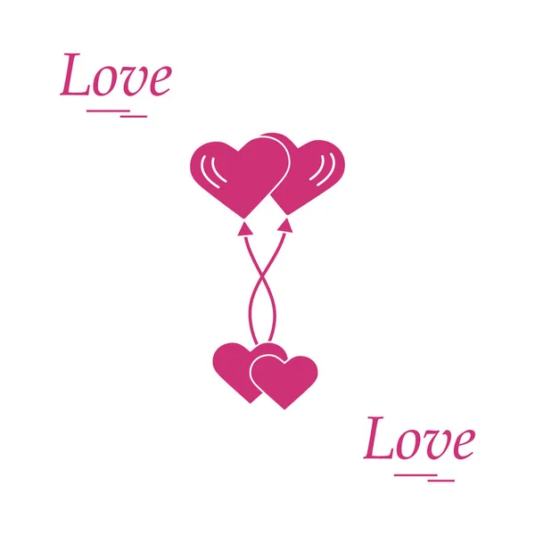 Schattig vectorillustratie van de symbolen van de liefde: hart lucht ballonnen ico — Stockvector
