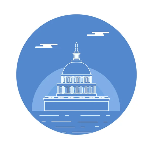 El edificio del Capitolio del Congreso de Estados Unidos. Símbolos americanos . — Vector de stock