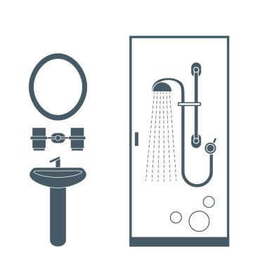 Banyo iç tasarım tatlı vektör çizim: duş kabin