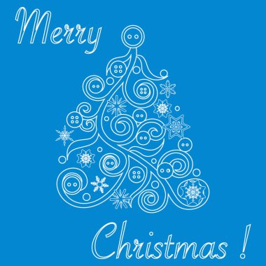 Orijinal Noel ağacı sevimli vektör çizim wi dekore edilmiştir.