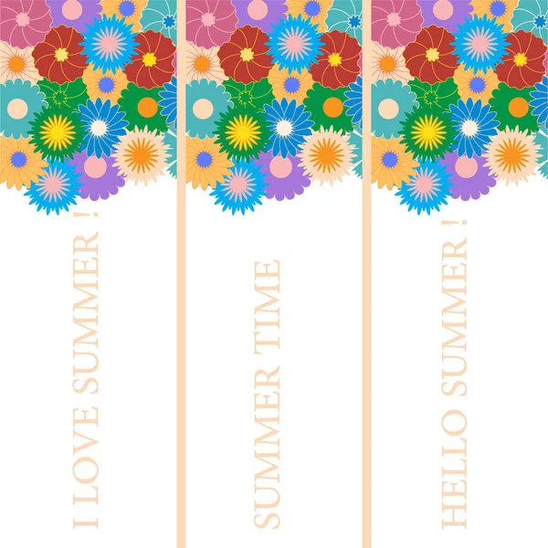 Bonita foto con tres marcadores con patrones florales en el a — Archivo Imágenes Vectoriales