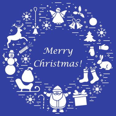 Farklı yeni yıl ve Noel simgeler vektör çizim 